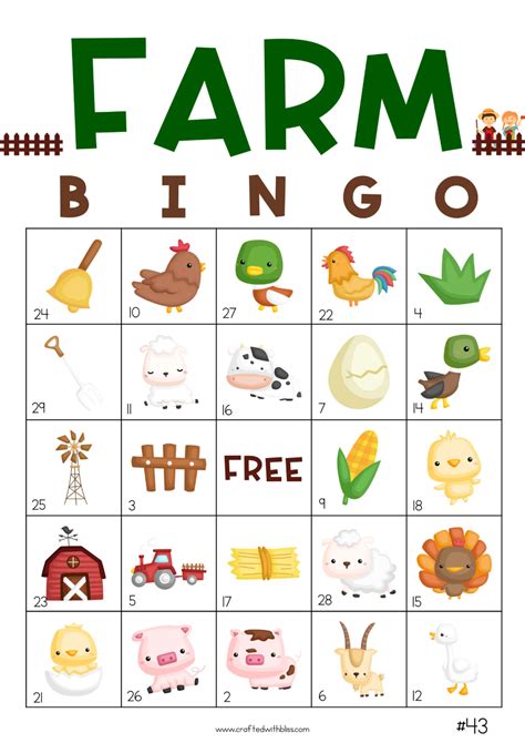 50 Farm Bingo Cards 5x5 Farm Theme Farm Bingo Game Farm Etsy Farm