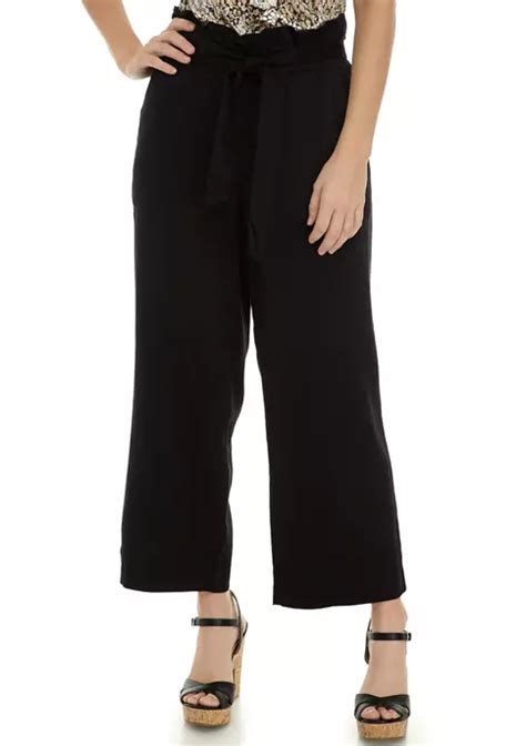 Jones New York Womens Paperbag Waist Cropped Wide Leg Pants Belk