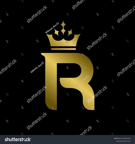 Royal Letter R Luxury Crown Vector เวกเตอร์สต็อก ปลอดค่าลิขสิทธิ์