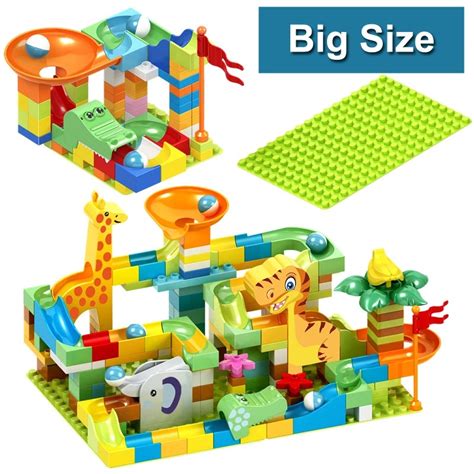 90 200Pcs DIY DUPLO Animal Mármore Corrida Bolas Labirinto Funil Slide