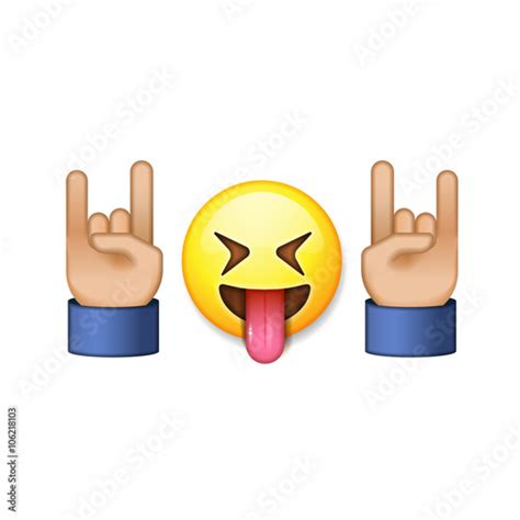 Rock and roll sign, smiling emoji icon - Buy this stock vector and ...