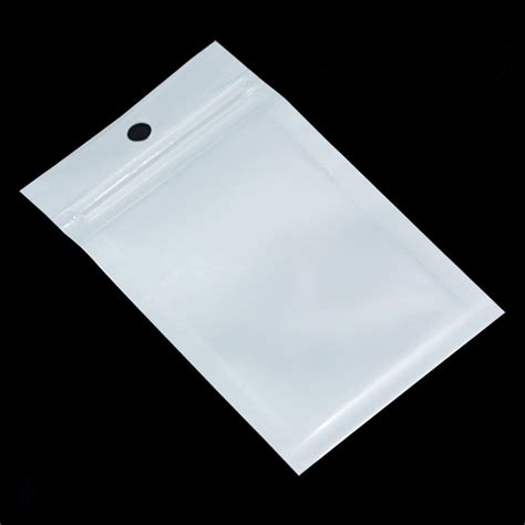 2021 Small White Transparent Zip Lock Poly Packaging Bag Hang Hole