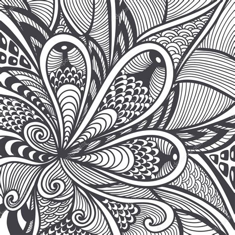 Abstract Pattern In Zen Tangle Zen Doodle Style Black On White — Stock