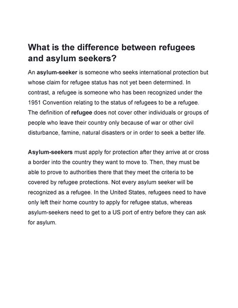 What Is The Difference Between Refugees And Asylum Seekers What Is