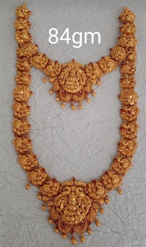 K Gold Antique Nagas Haram Beaded Necklace Patterns