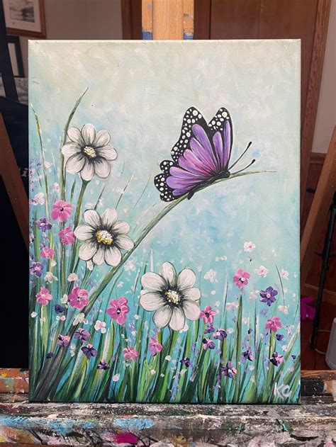 Butterfly And Daisies ⋆ Casey K Headquarters Butterfly Art Painting