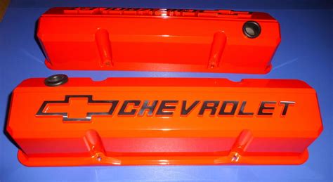 Proform 141 924 Chevy Small Block Slant Edge Cast Aluminum Valve Covers Orange Ebay