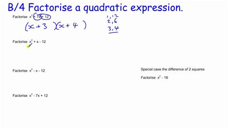 Gcse Core Maths Skills Revision B Factorising Quadratics Expressions