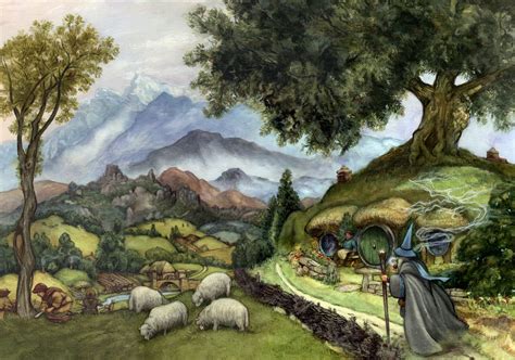 The Shire By David T Wenzel Book Cover Watercolor Lotr Art Bilbo