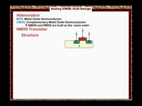 Analog Cmos Vlsi Lecture One Nmos Structure Youtube