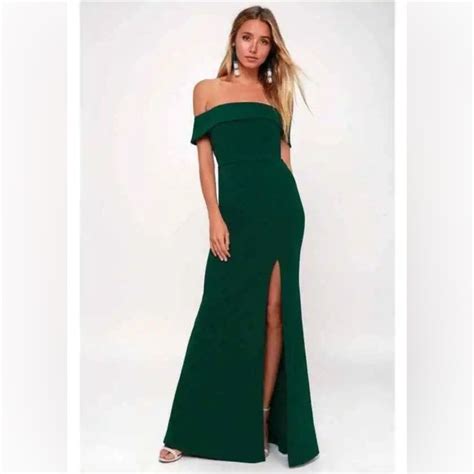 Lulus Dresses Lulus Off The Shoulder Mermaid Gown Emerald Green