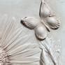 Gerbera Daisy Butterfly Plaster Relief Casting Sculpture By Ruth