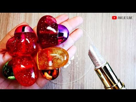 Glitter Makeup Mixing Into Clear Slime Mixing With Glitter And Heart