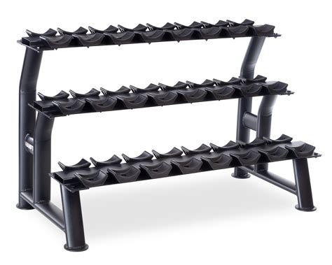 3 Tier Chrome Dumbbell Saddle Rack 12 Pairs 48 Hampton Fitness