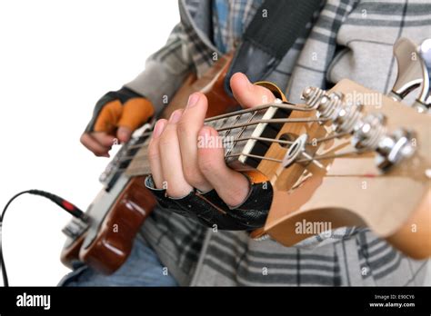 Hands Of A Rock Musician With Bass Guitar Stock Photo Alamy