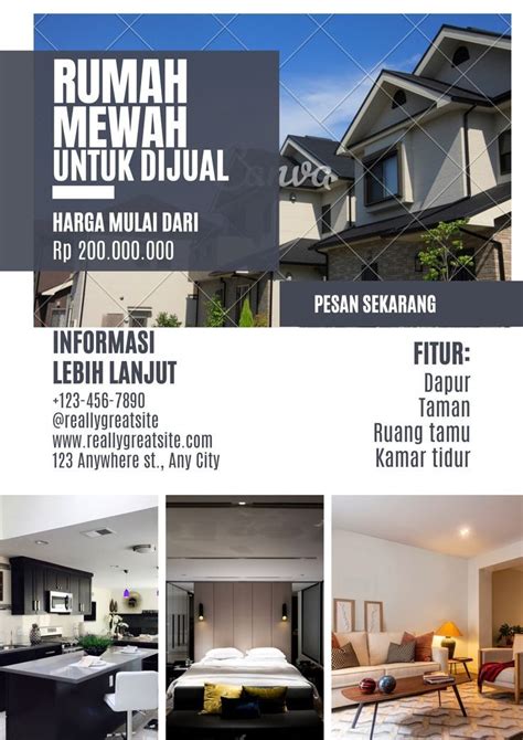 Putih Abu Abu Modern Rumah Dijual Flyer Design By Canva Design