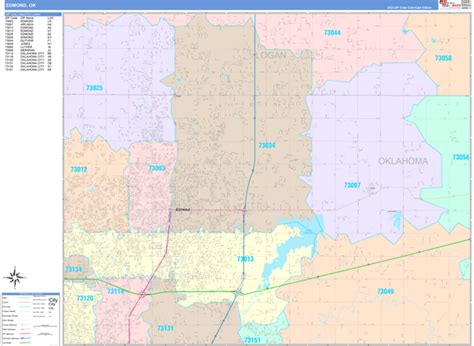 Edmond Oklahoma Wall Map Color Cast Style By Marketmaps Mapsales