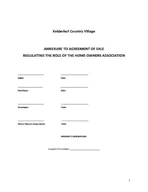 Fillable Online Kelderhof Co Annexure A Agreement Of Sale Unowned Cpa