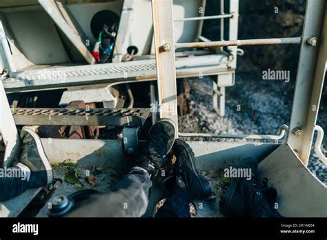 People Ride A Freight Train Like A Hobo High Quality Photo Stock Photo