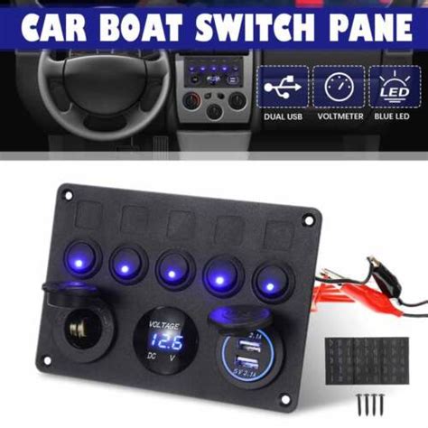 Car Marine Boat Gang Waterproof Circuit Breaker Blue Led Rocker