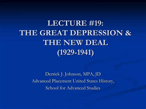 Ppt Lecture 19 The Great Depression And The New Deal 1929 1941