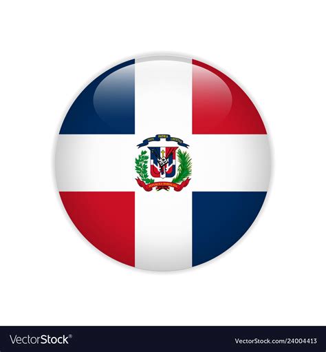 Dominican republic flag on button Royalty Free Vector Image