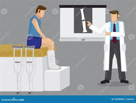 Orthopedic Doctor Showing Patient X Ray Film Vector Illustration Stock