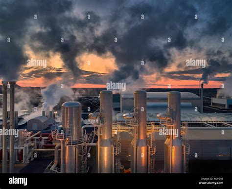 Svartsengi Geothermal Power Plant Reykjanes Peninsula Iceland Stock