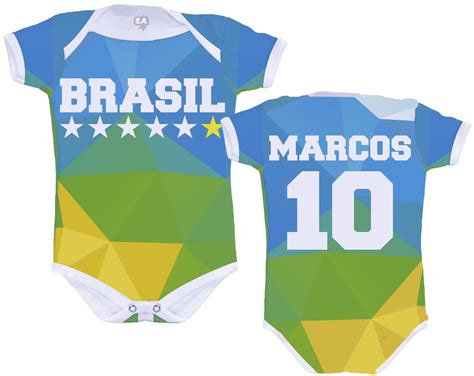 Body Bebê Personalizado Nome Nº 10 Copa Do Mundo Brasil