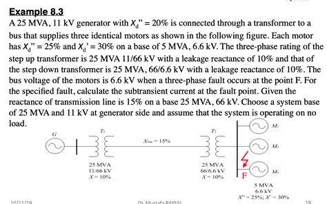 Solved Example 8 3 A 25 MVA 11 KV Generator With X 20 Chegg