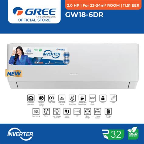 Gree GW18 6DR 2HP Wall Mounted Type Inverter Aircon Lazada PH