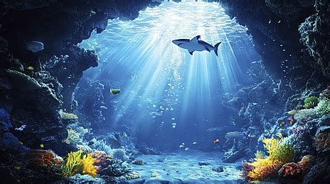 foto pemandangan bawah laut  indah  sinar matahari menyinari