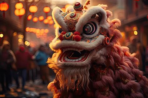 Premium AI Image | Chinese traditional festival activities lion dance