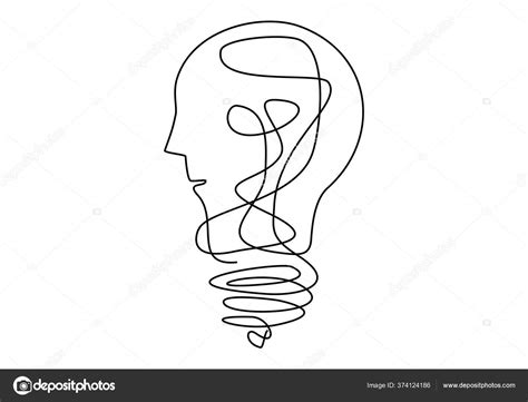 Continuous Line Art One Line Drawing Human Brain Concept Thinking Stock Vector Image By