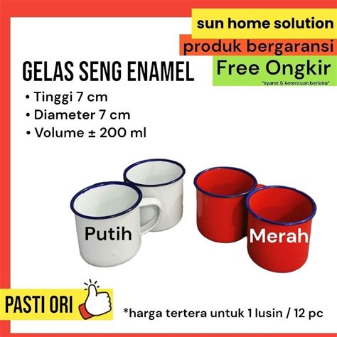 Jual Cangkir Gelas Enamel Seng Jadul 7cm Putih Merah Blirik Blurik