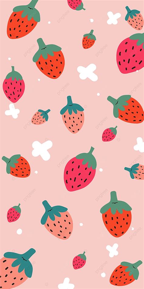 Cute Strawberry Pattern Phone Wallpaper Background Mobile Wallpaper