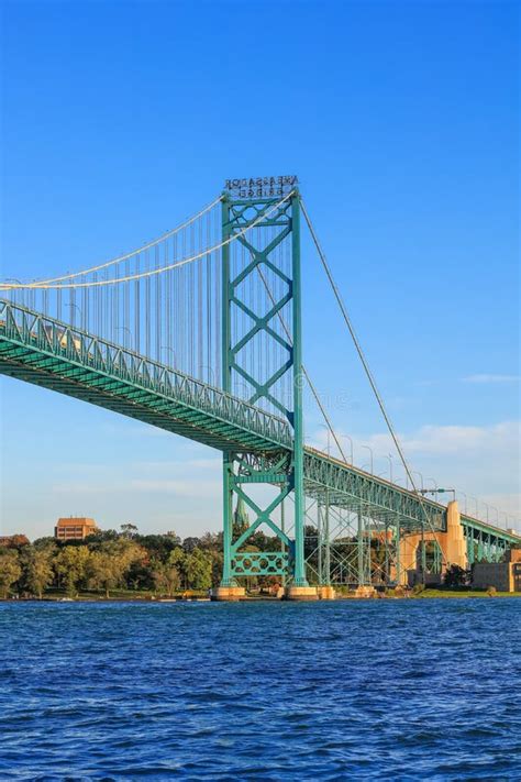 The Ambassador Bridge Connects The U S Stock Image Image Of Structure River 205276743