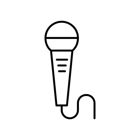 Microphone Line Vector Icon On White Background Vector Art At