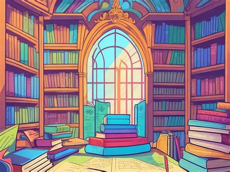 Ilustra O Dos Desenhos Animados Da Biblioteca De Livros Foto Premium