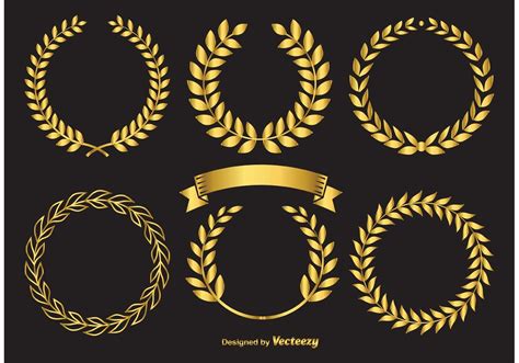 Gold Laurel Wreath Vector at Vectorified.com | Collection of Gold Laurel Wreath Vector free for ...