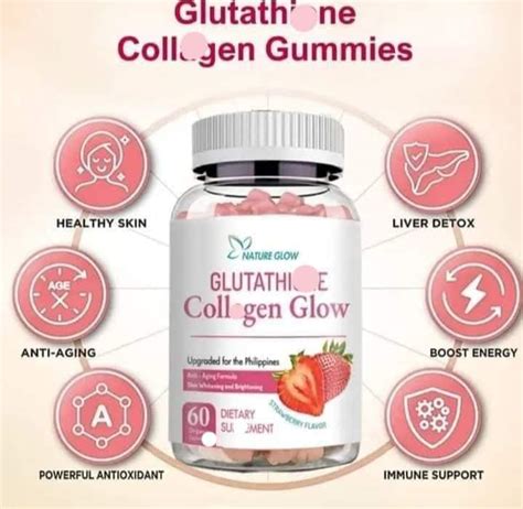 Nature Glow Glutathione Collagen Glow Gummies Strawberry Flavor £17 99