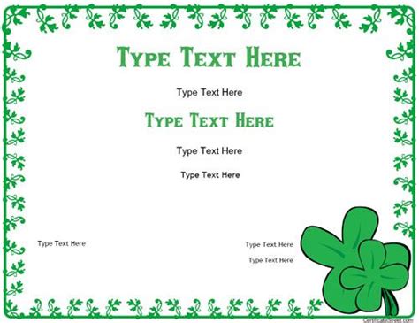 Blank Certificates St Patricks Day Certificate 4 H Pinterest