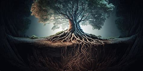 Premium AI Image Captivating Photograph Of A Tall Tree Growing On A