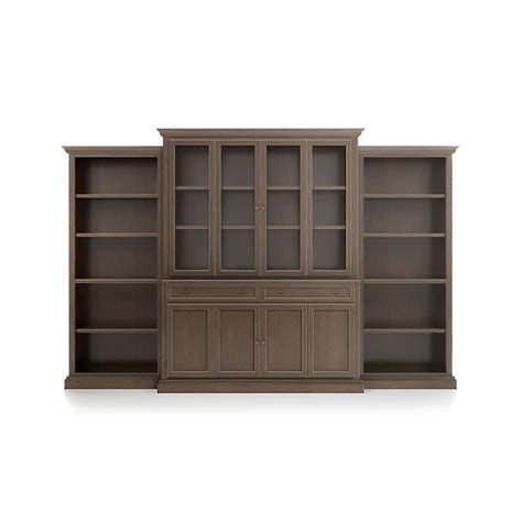 Cameo Pinot Lancaster 4 Piece Glass And Wood Door Wall Unit With Open