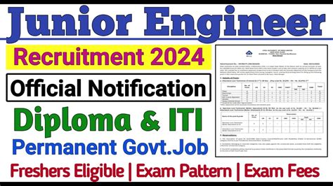 JE Vacancy 2023 Diploma ITI Permanent Govt Freshers Diploma