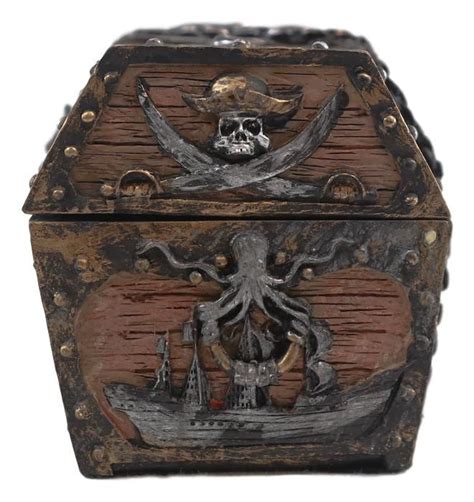 Ebros Kraken Octopus Pirate Haunted Chained Skull Treasure Chest