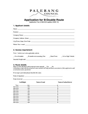 Fillable Online Palerang Nsw Gov Application For Bdouble Route