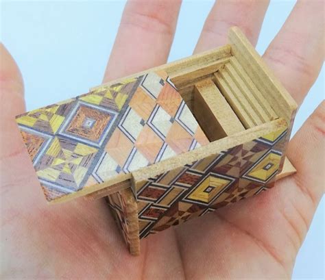 18 Steps Yosegi Mame 1 Sun Japanese Puzzle Box Himitsu Bako Oka Craft