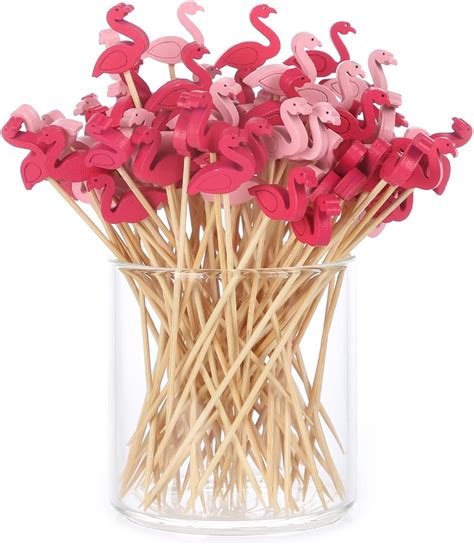 Amazon 200 Counts Flamingo Cocktail Picks Bamboo Natural