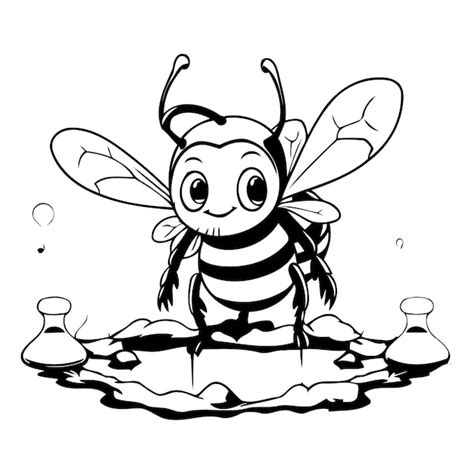 Premium Vector Cartoon Bee In A Puddle Of Water Vector Illustration